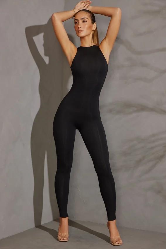 Vida Racer Neck Jumpsuit in Black Vida Racer Neck Jumpsuit in Black