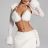 Vira Faux Fur-Trim Bolero in White Vira Faux Fur-Trim Bolero in White