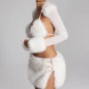 Vira Faux Fur-Trim Bolero in White Vira Faux Fur-Trim Bolero in White