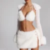 Vira Faux Fur-Trim Bolero in White Vira Faux Fur-Trim Bolero in White