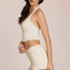 Virella Denim Low-Rise Skort in Ivory Virella Denim Low-Rise Skort in Ivory