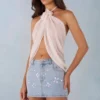 Virelle Halterneck Open-Front Top in Ivory Virelle Halterneck Open-Front Top in Ivory