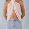 Virelle Halterneck Open-Front Top in Ivory Virelle Halterneck Open-Front Top in Ivory