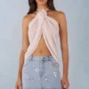 Virelle Halterneck Open-Front Top in Ivory Virelle Halterneck Open-Front Top in Ivory