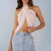 Virelle Halterneck Open-Front Top in Ivory Virelle Halterneck Open-Front Top in Ivory