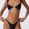 Volute Embellished Cheeky Bikini Bottoms in Black Volute Embellished Cheeky Bikini Bottoms in Black