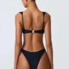 Volute Embellished Cheeky Bikini Bottoms in Black Volute Embellished Cheeky Bikini Bottoms in Black