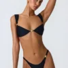 Volute Embellished Cheeky Bikini Bottoms in Black Volute Embellished Cheeky Bikini Bottoms in Black