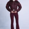 Waterproof Belted Layered Ski Suit in Burgundy Waterproof Belted Layered Ski Suit in Burgundy