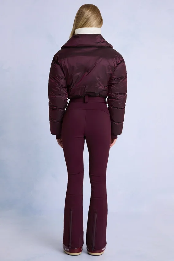 Waterproof Belted Layered Ski Suit in Burgundy Waterproof Belted Layered Ski Suit in Burgundy