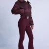Waterproof Belted Layered Ski Suit in Burgundy Waterproof Belted Layered Ski Suit in Burgundy