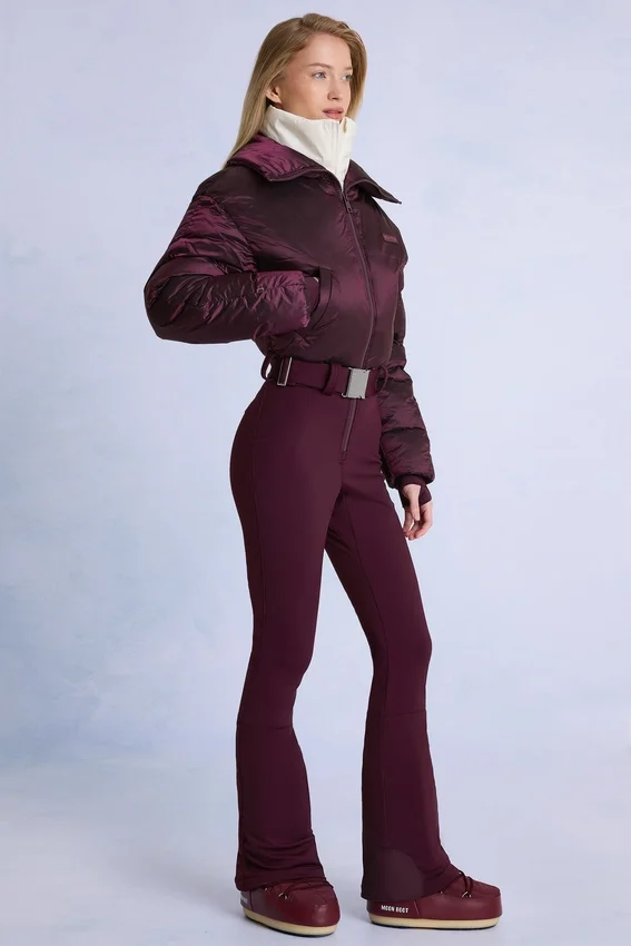 Waterproof Belted Layered Ski Suit in Burgundy Waterproof Belted Layered Ski Suit in Burgundy