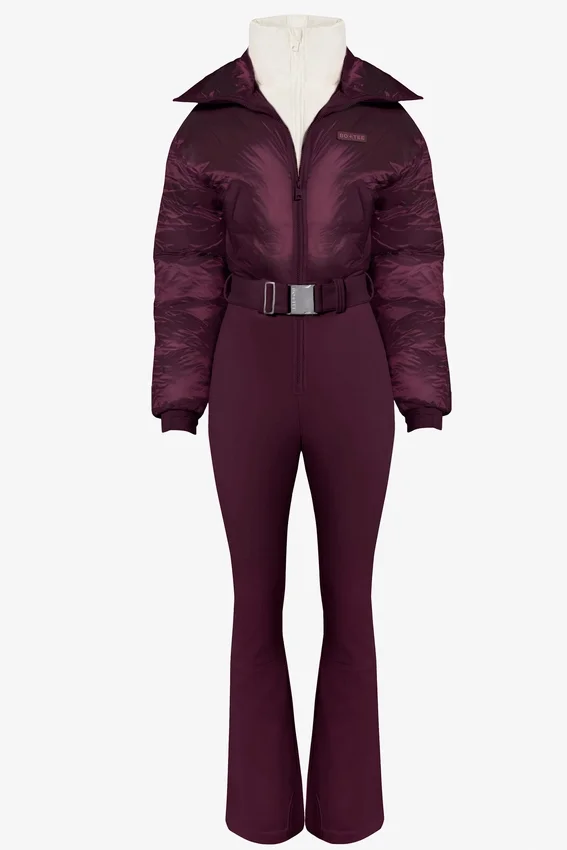 Waterproof Belted Layered Ski Suit in Burgundy Waterproof Belted Layered Ski Suit in Burgundy