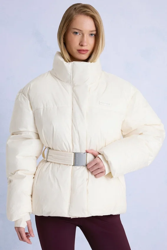 Waterproof Belted Oversized Ski Jacket in Ice Waterproof Belted Oversized Ski Jacket in Ice