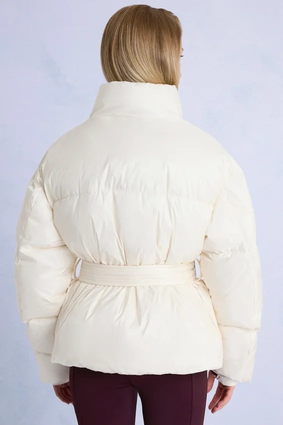 Waterproof Belted Oversized Ski Jacket in Ice Waterproof Belted Oversized Ski Jacket in Ice