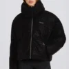 Waterproof Cropped Oversized Ski Jacket in Black Leopard Waterproof Cropped Oversized Ski Jacket in Black Leopard
