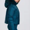 Waterproof Faux-Fur Hood Cropped Ski Jacket in Teal Waterproof Faux-Fur Hood Cropped Ski Jacket in Teal
