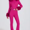 Waterproof Faux-Fur Hood Fitted Ski Suit in Magenta Pink Waterproof Faux-Fur Hood Fitted Ski Suit in Magenta Pink