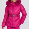 Waterproof Faux-Fur Hood Ski Jacket in Magenta Pink Waterproof Faux-Fur Hood Ski Jacket in Magenta Pink