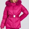 Waterproof Faux-Fur Hood Ski Jacket in Magenta Pink Waterproof Faux-Fur Hood Ski Jacket in Magenta Pink