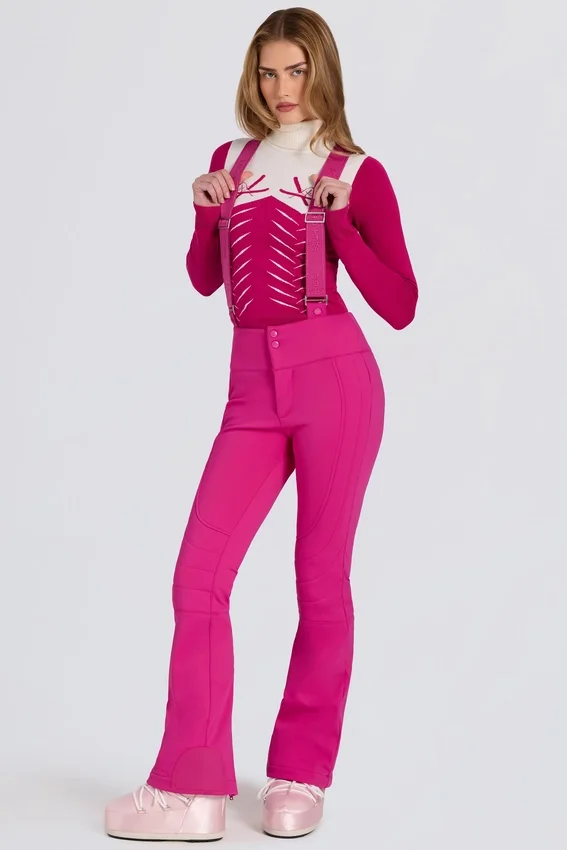 Waterproof High-Rise Salopettes with Suspenders in Magenta Pink Waterproof High-Rise Salopettes with Suspenders in Magenta Pink