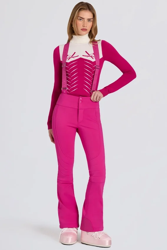 Waterproof High-Rise Salopettes with Suspenders in Magenta Pink Waterproof High-Rise Salopettes with Suspenders in Magenta Pink
