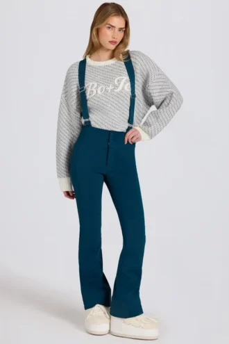 Waterproof High-Rise Salopettes with Suspenders in Teal Waterproof High-Rise Salopettes with Suspenders in Teal