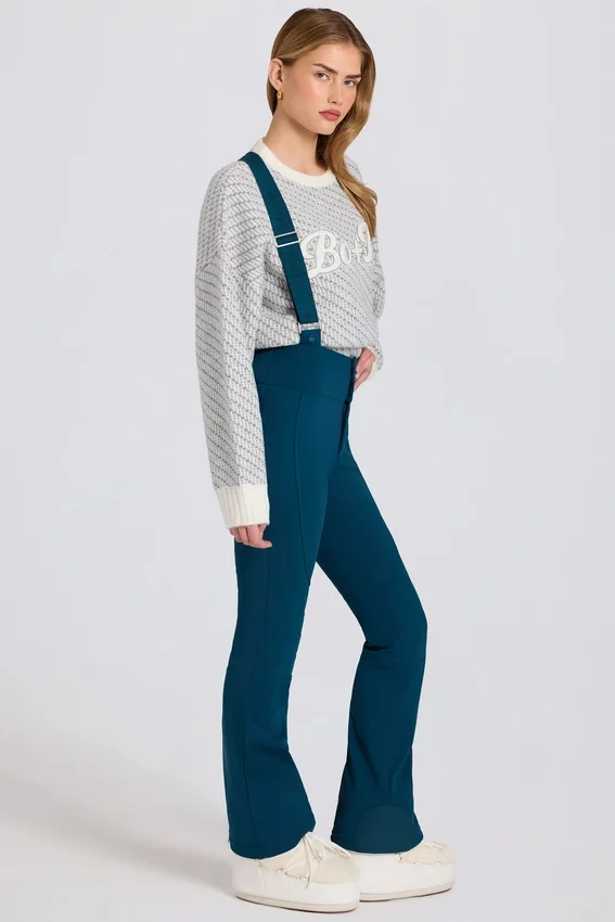 Waterproof High-Rise Salopettes with Suspenders in Teal Waterproof High-Rise Salopettes with Suspenders in Teal