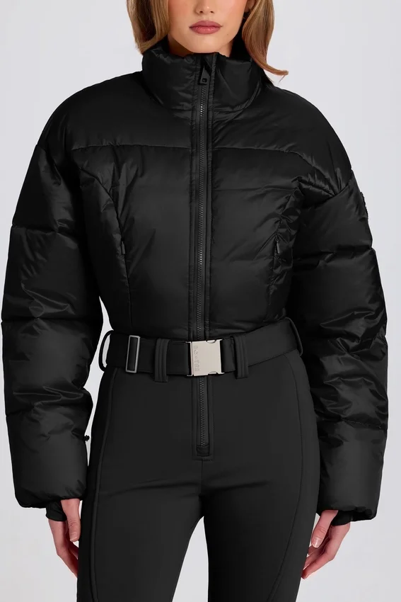 Waterproof Padded Belted Ski Suit in Black Waterproof Padded Belted Ski Suit in Black