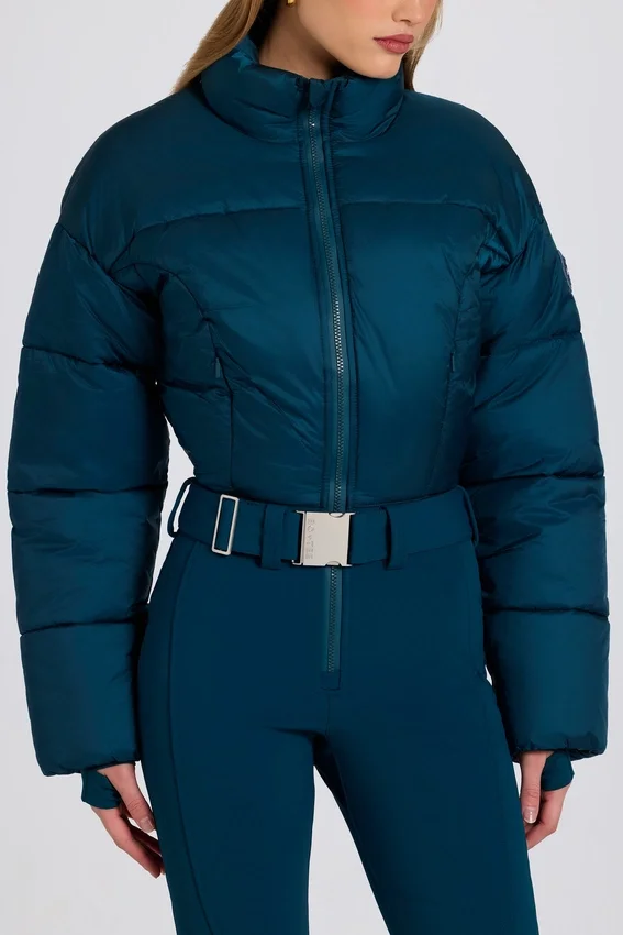 Waterproof Padded Belted Ski Suit in Teal Waterproof Padded Belted Ski Suit in Teal