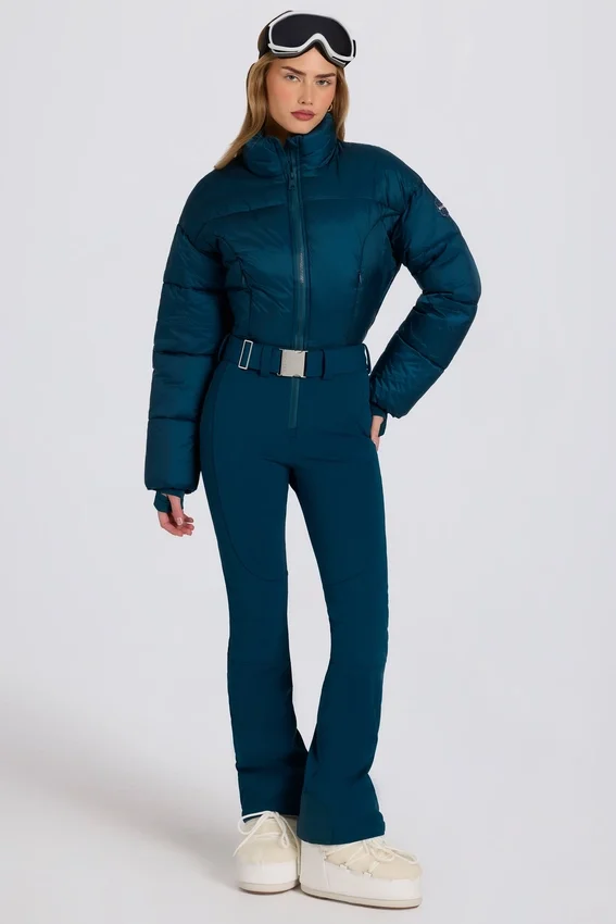 Waterproof Padded Belted Ski Suit in Teal Waterproof Padded Belted Ski Suit in Teal