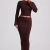 Wilona Ribbed-Knit Slash-Neck Top in Espresso Wilona Ribbed-Knit Slash-Neck Top in Espresso