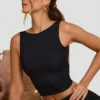 Wren High Neck Open Back Crop Top in Black Wren High Neck Open Back Crop Top in Black