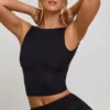 Wren High Neck Open Back Crop Top in Black Wren High Neck Open Back Crop Top in Black