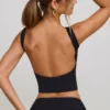 Wren High Neck Open Back Crop Top in Black Wren High Neck Open Back Crop Top in Black