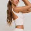 Wren High Neck Open Back Crop Top in White Wren High Neck Open Back Crop Top in White