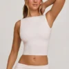 Wren High Neck Open Back Crop Top in White Wren High Neck Open Back Crop Top in White