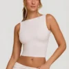 Wren High Neck Open Back Crop Top in White Wren High Neck Open Back Crop Top in White