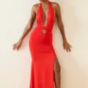 Xenia Halterneck Cut-Out Maxi Dress in Scarlet Xenia Halterneck Cut-Out Maxi Dress in Scarlet