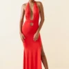 Xenia Halterneck Cut-Out Maxi Dress in Scarlet Xenia Halterneck Cut-Out Maxi Dress in Scarlet