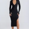 Yael Modal Plunge V-Neck Midaxi Dress in Black Yael Modal Plunge V-Neck Midaxi Dress in Black