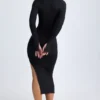 Yael Modal Plunge V-Neck Midaxi Dress in Black Yael Modal Plunge V-Neck Midaxi Dress in Black