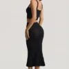 Yasira Ruffle-Trim Pointelle-Knit Midaxi Skirt in Black Yasira Ruffle-Trim Pointelle-Knit Midaxi Skirt in Black