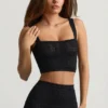 Yolanda Pointelle-Knit Crop Top in Black Yolanda Pointelle-Knit Crop Top in Black