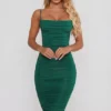 You’re My Type Cowl Neck Ruched Bodycon Midi Dress in Green You’re My Type Cowl Neck Ruched Bodycon Midi Dress in Green