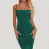 You’re My Type Cowl Neck Ruched Bodycon Midi Dress in Green You’re My Type Cowl Neck Ruched Bodycon Midi Dress in Green
