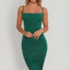 You’re My Type Cowl Neck Ruched Bodycon Midi Dress in Green You’re My Type Cowl Neck Ruched Bodycon Midi Dress in Green