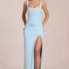 Zalia Lace Corset Maxi Dress in Powder Blue Zalia Lace Corset Maxi Dress in Powder Blue