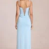 Zalia Lace Corset Maxi Dress in Powder Blue Zalia Lace Corset Maxi Dress in Powder Blue