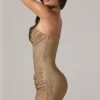 Zara Embellished Bandeau Cowl-Waist Mini Dress in Gold Zara Embellished Bandeau Cowl-Waist Mini Dress in Gold